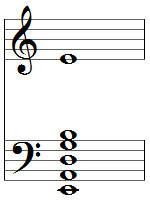 Notation in Violin/Bassschlüssel