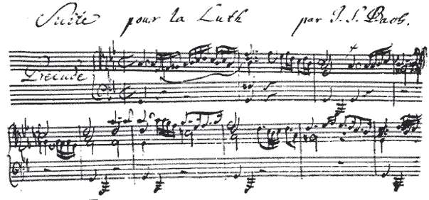 Bach-Autograph, Anfang der Suite G-Moll